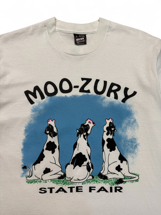 Vintage Fruit Of The Loom Shirt 90s “Moo-Zury State Fair” Single Stitch Made In USA Weiß L