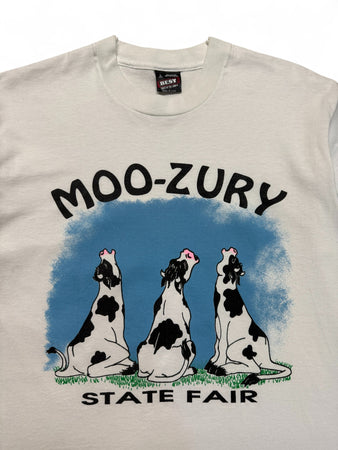 Vintage Fruit Of The Loom Shirt 90s “Moo-Zury State Fair” Single Stitch Made In USA Weiß L