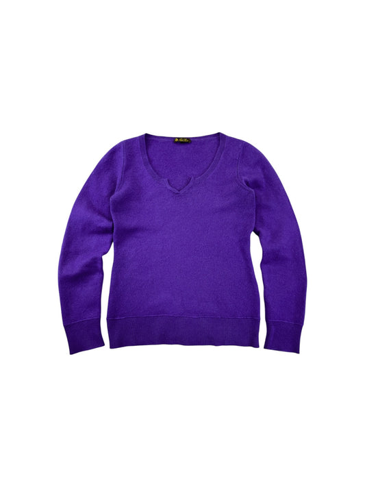 Loro Piana Strickpullover Damen Dunkelblau Mit Lilastich (IT40) DE 34