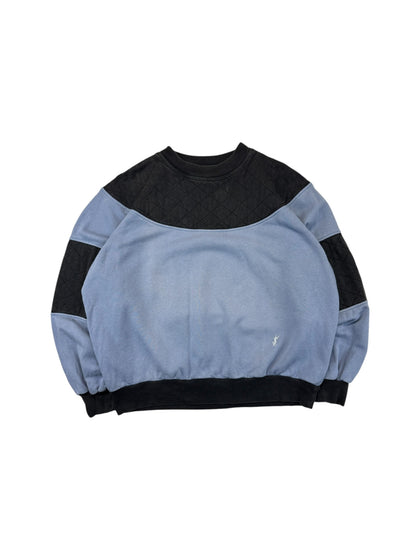 Vintage Yves Saint Laurent Two-Tone Quilted Panel Sweatshirt 90s Blau Grau M-L