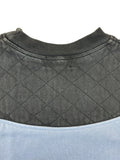 Vintage Yves Saint Laurent Two-Tone Quilted Panel Sweatshirt 90s Blau Grau M-L