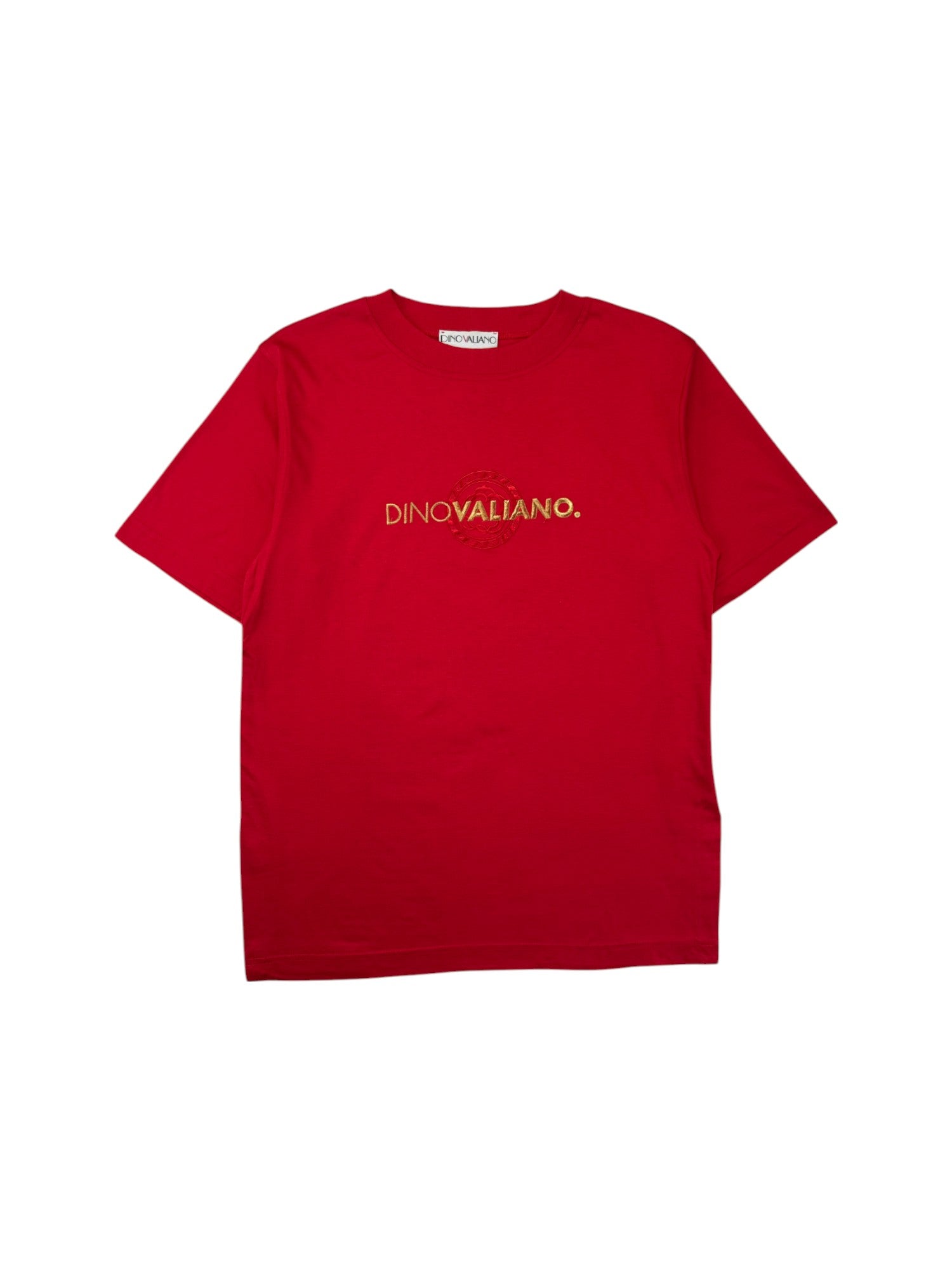 Vintage Dinovaliano Shirt 90s Spellout Made In Slovenia Rot L-XL