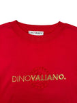 Vintage Dinovaliano Shirt 90s Spellout Made In Slovenia Rot L-XL