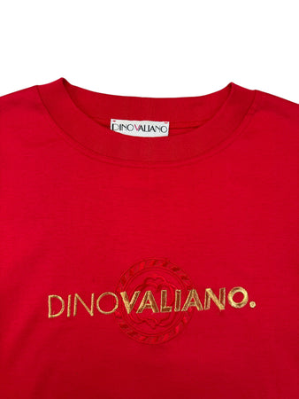 Vintage Dinovaliano Shirt 90s Spellout Made In Slovenia Rot L-XL