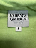 Vintage Versace Jeans Couture Cropped Linen Blend Sommerjacke 90s Damen Grün S