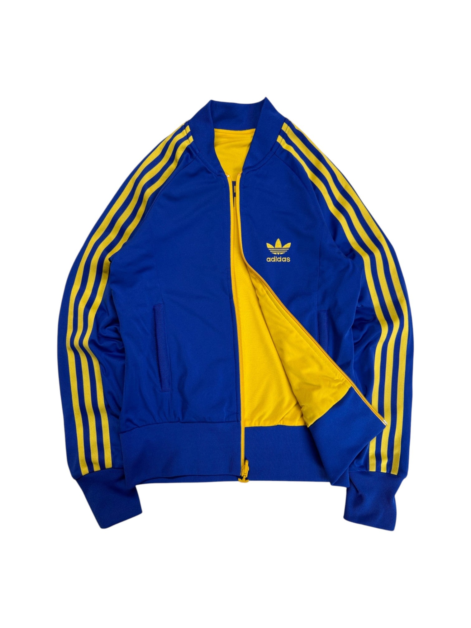 2008 Adidas Damen Reversible Sportjacke Schweden Blau Gelb 36 S - RareRags