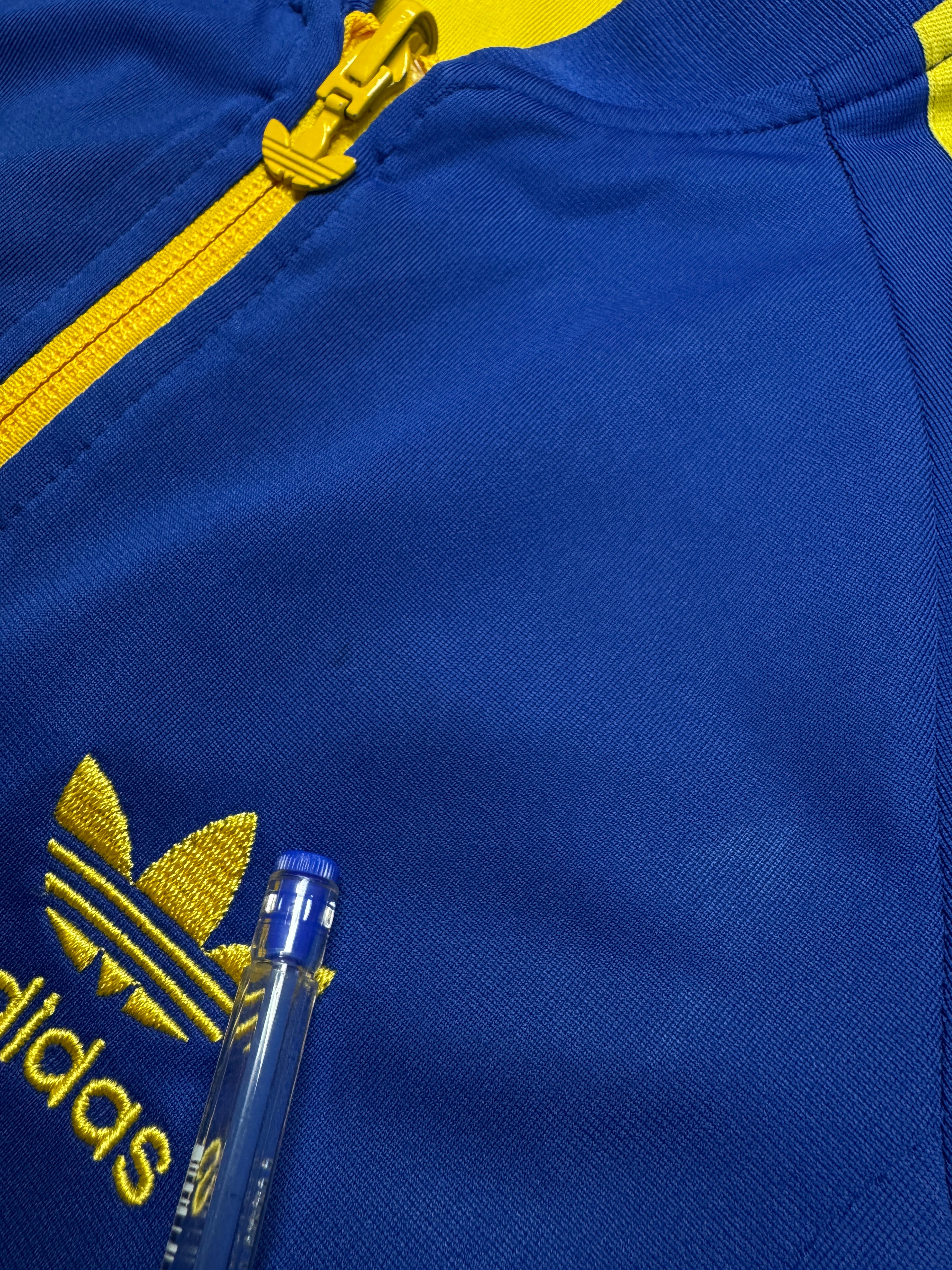 2008 Adidas Damen Reversible Sportjacke Schweden Blau Gelb 38 M - RareRags