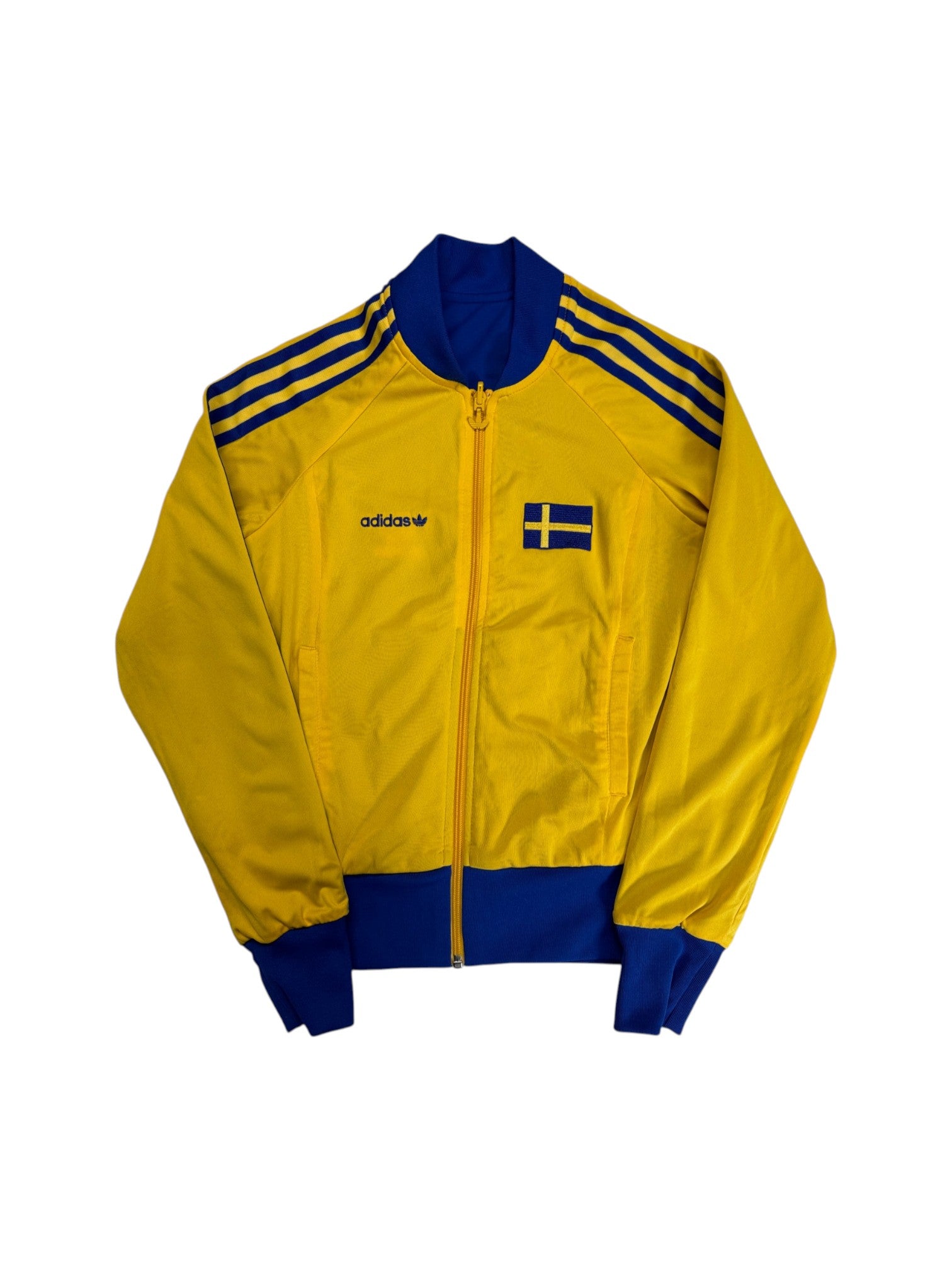 2008 Adidas Damen Reversible Sportjacke Schweden Blau Gelb 36 S - RareRags