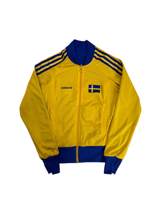 2008 Adidas Damen Reversible Sportjacke Schweden Blau Gelb 36 S - RareRags