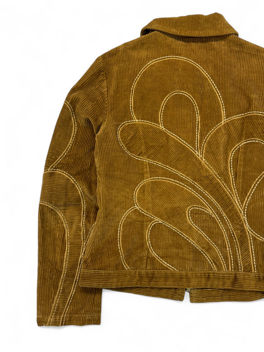 Vintage Dolce&Gabbana Cordjacke Mit Ziernähten 90s Damen Made in Italy Braun M