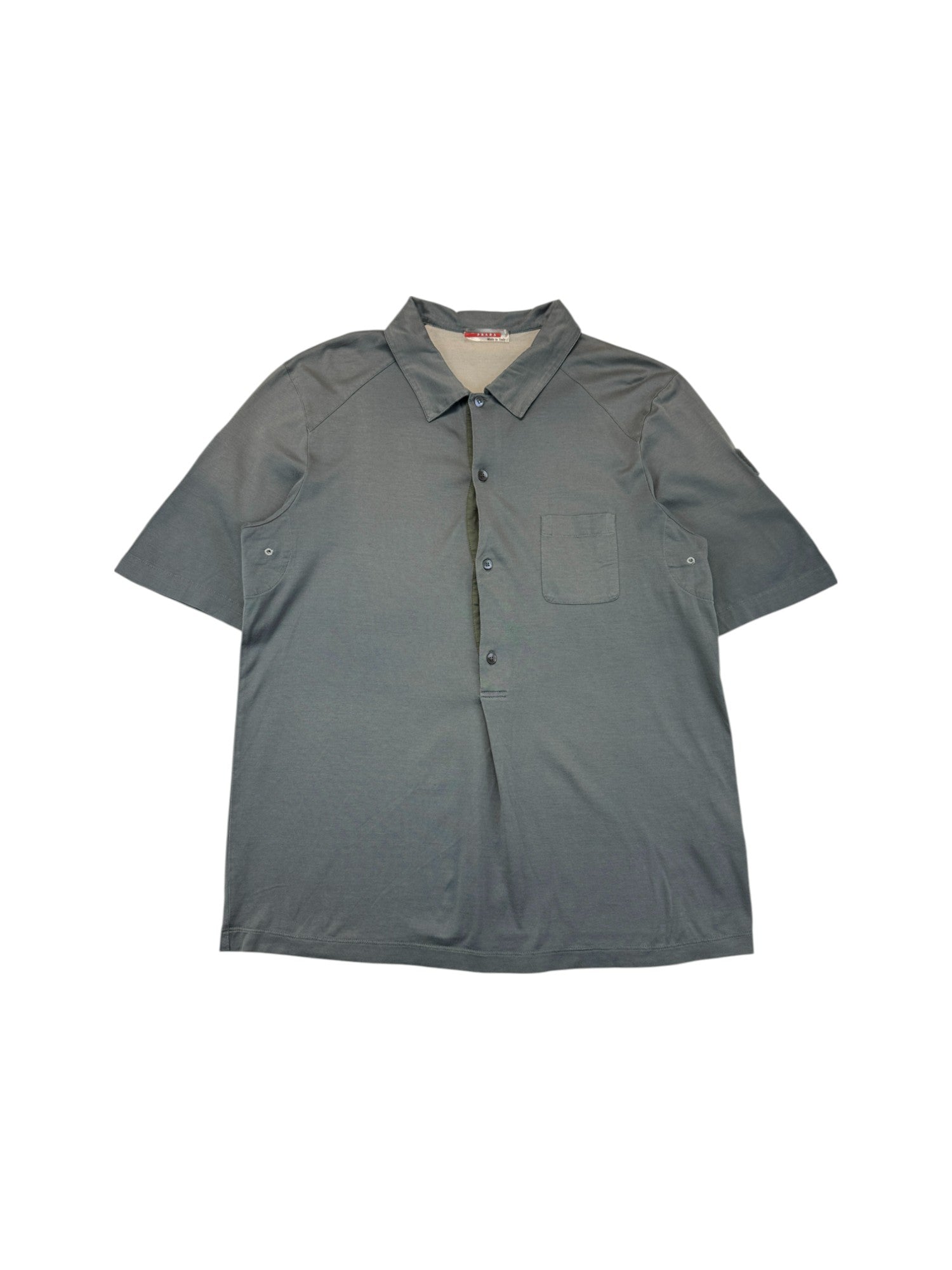 Prada Sport Tech Polo Shirt Mit Ärmelriegel Made in Italy Grau M