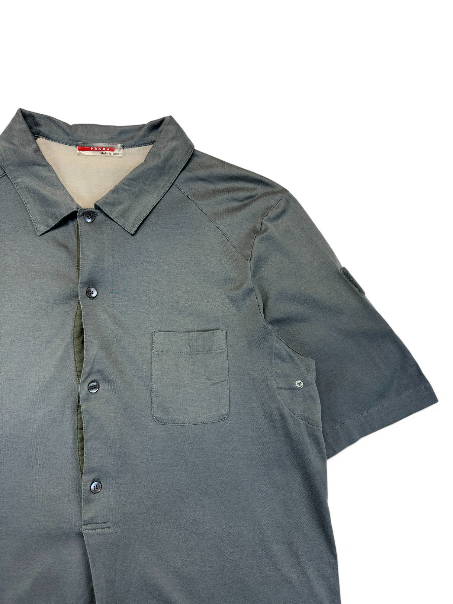 Prada Sport Tech Polo Shirt Mit Ärmelriegel Made in Italy Grau M