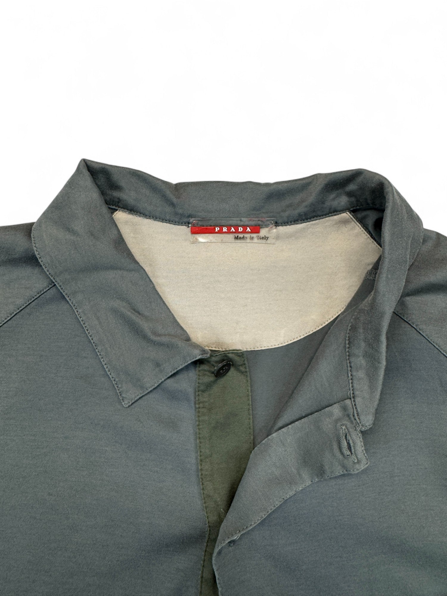 Prada Sport Tech Polo Shirt Mit Ärmelriegel Made in Italy Grau M