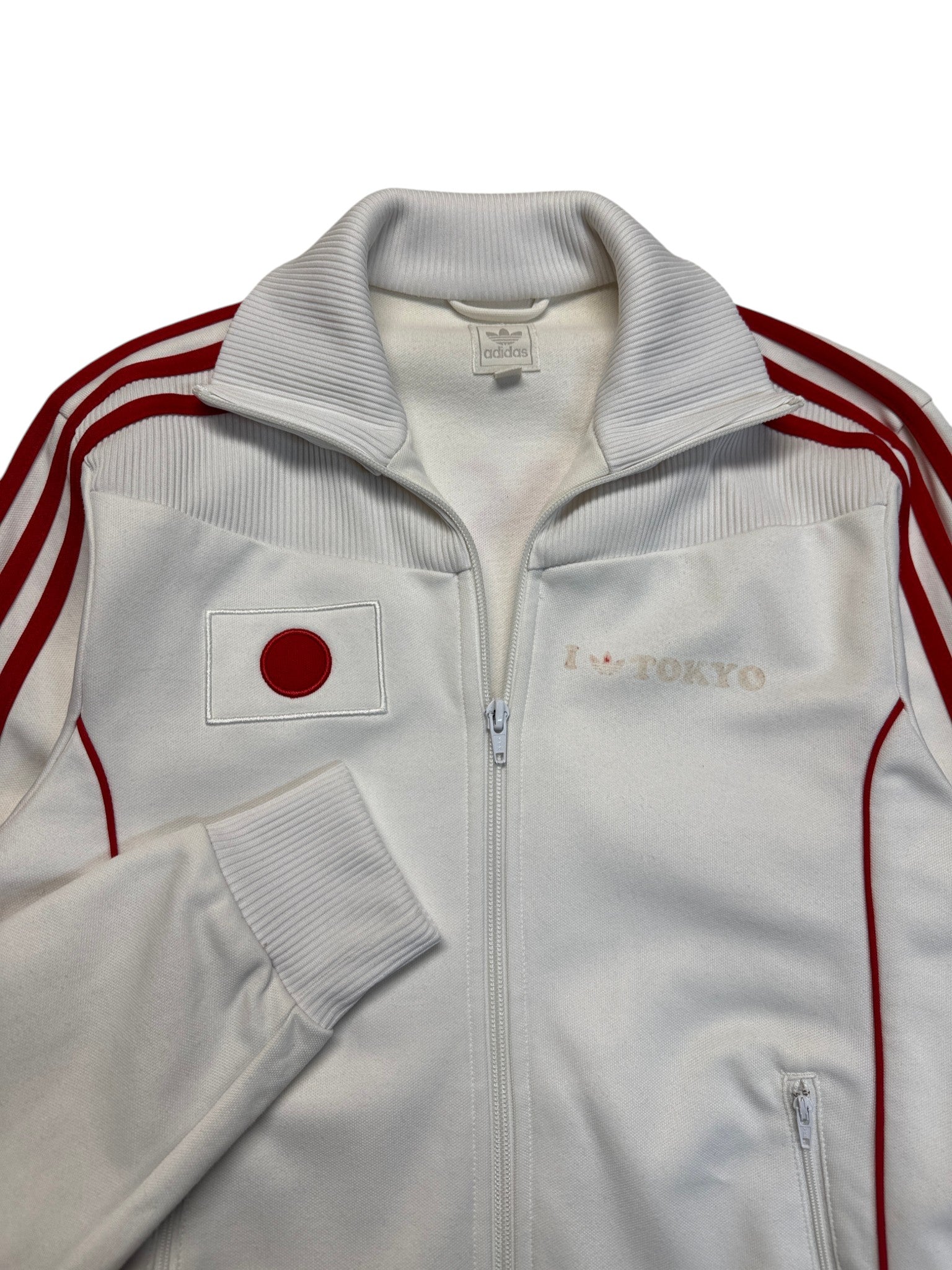 2006 Adidas Sportjacke Retro Tokyo Weiß Rot XS - RareRags