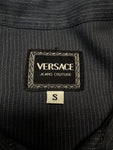 Vintage Versace Hemd 90s Oversized Nadelstreifen Grau S