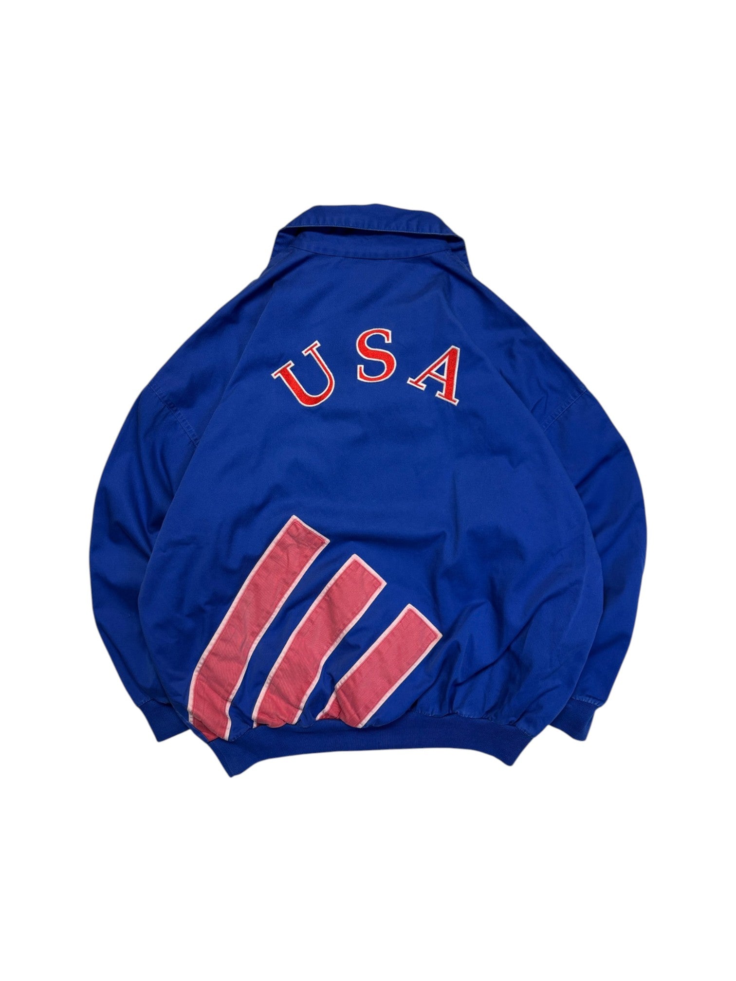 1992/93 Adidas Sportjacke/ Reise Sweatshirt USA Soccer Made In Singapore Blau Rot M - RareRags