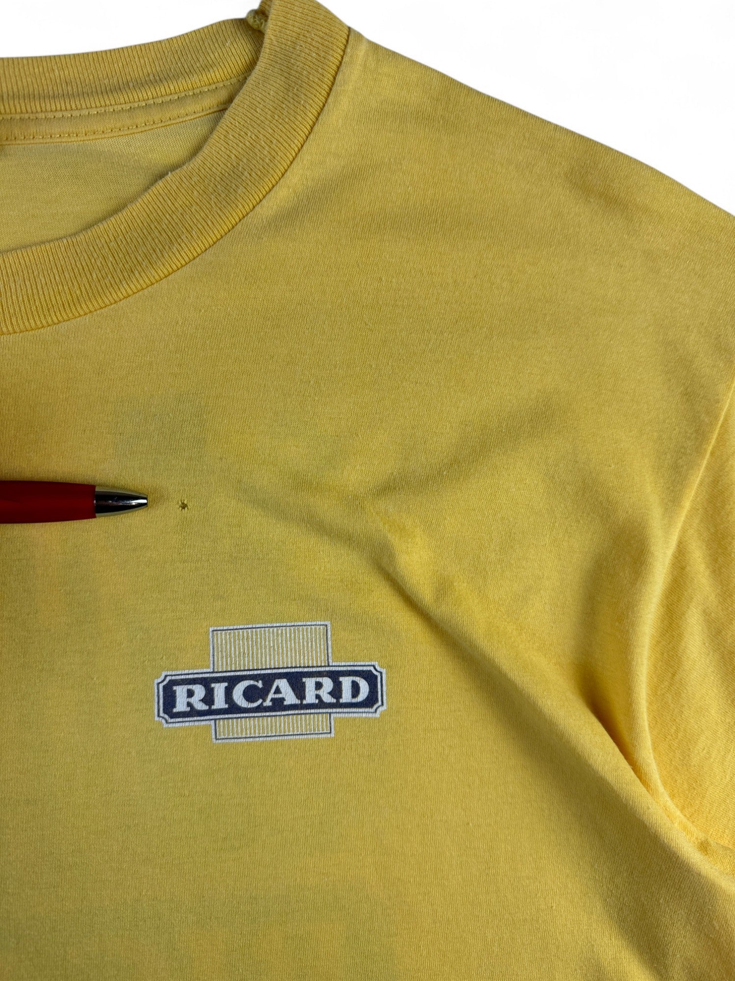 Vintage Shirt 90s Ricard Werbung Spirituosen Single Stitch Gelb L-XL - RareRags