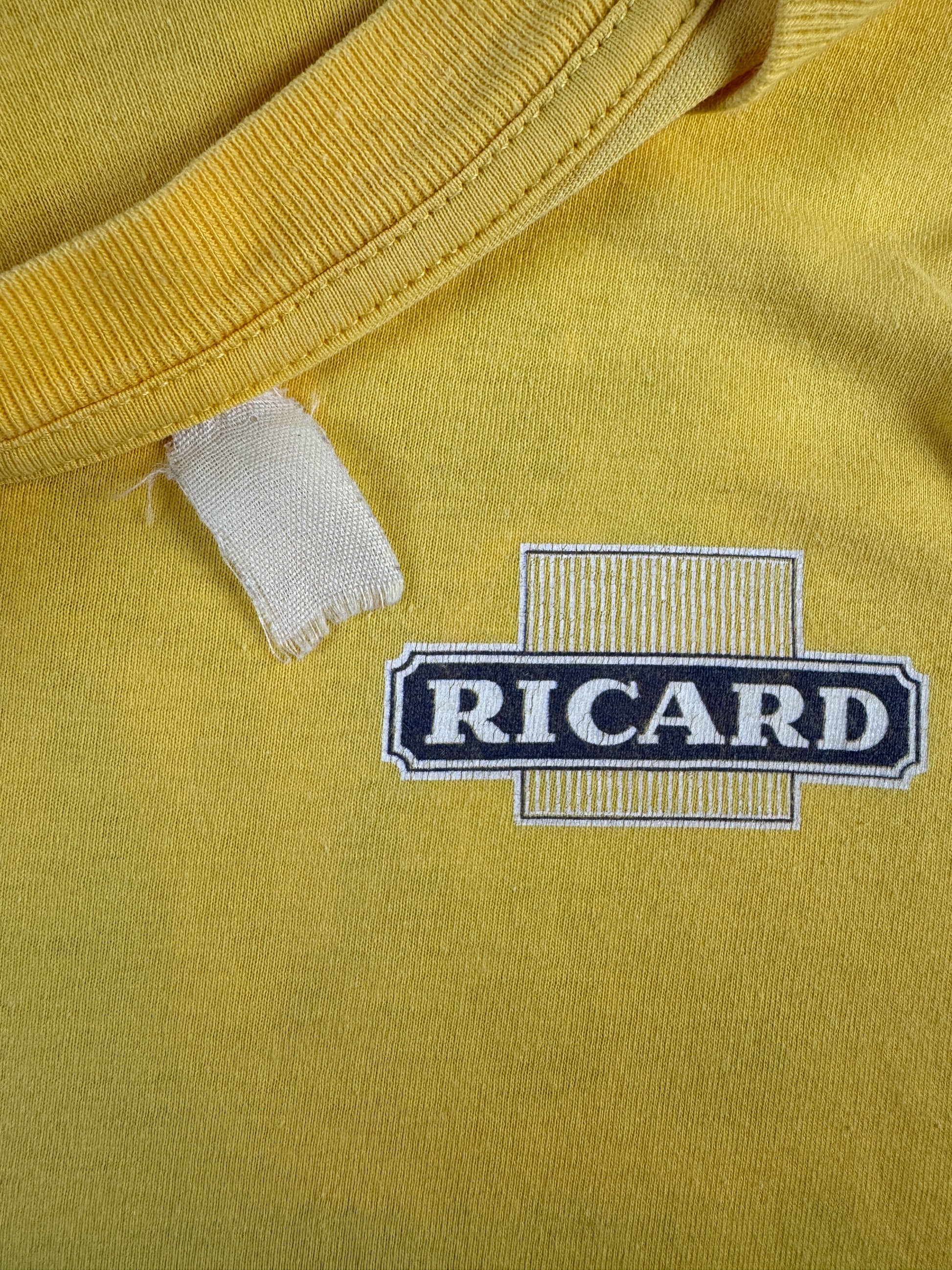 Vintage Shirt 90s Ricard Werbung Spirituosen Single Stitch Gelb L-XL - RareRags