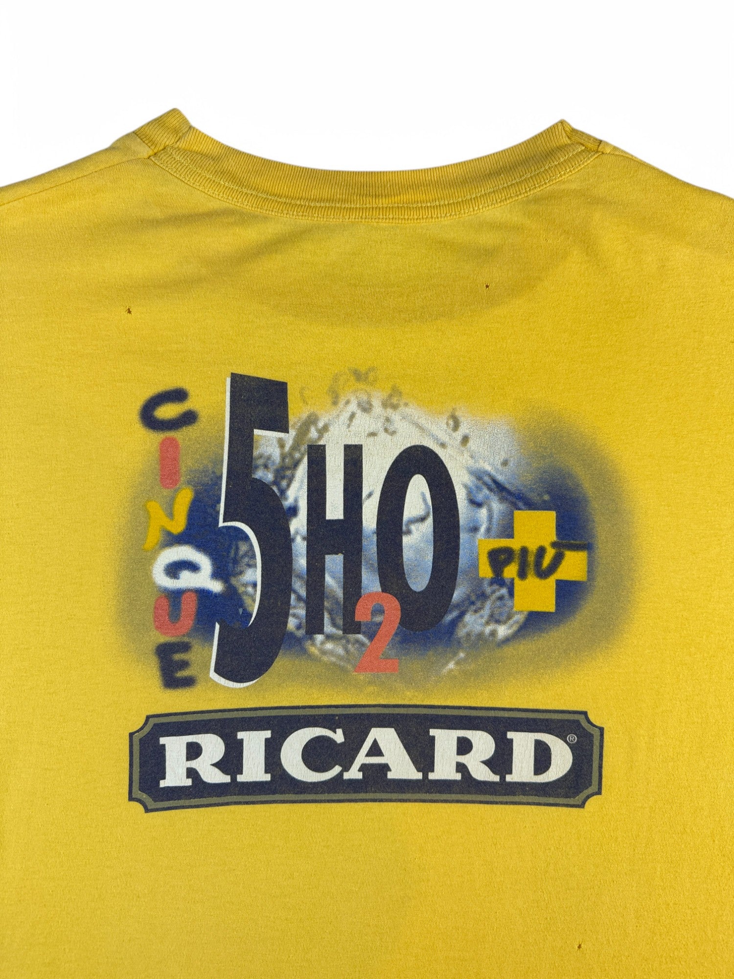 Vintage Shirt 90s Ricard Werbung Spirituosen Single Stitch Gelb L-XL - RareRags