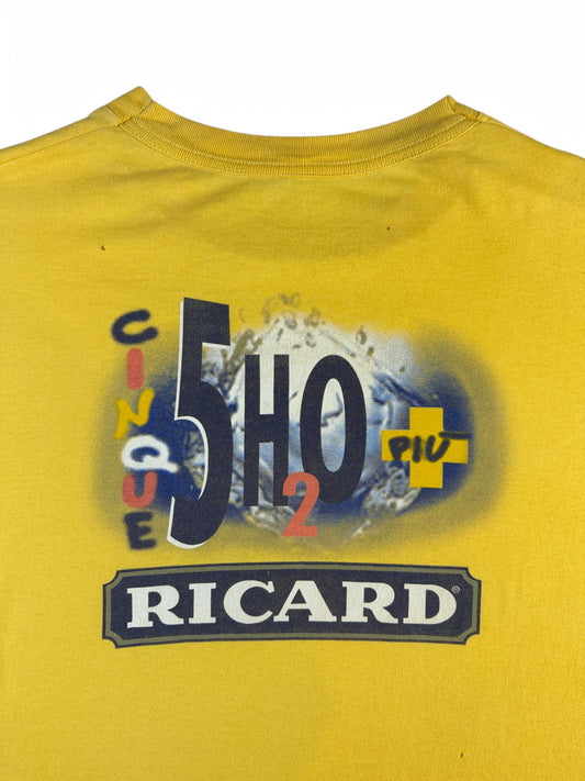 Vintage Shirt 90s Ricard Werbung Spirituosen Single Stitch Gelb L-XL