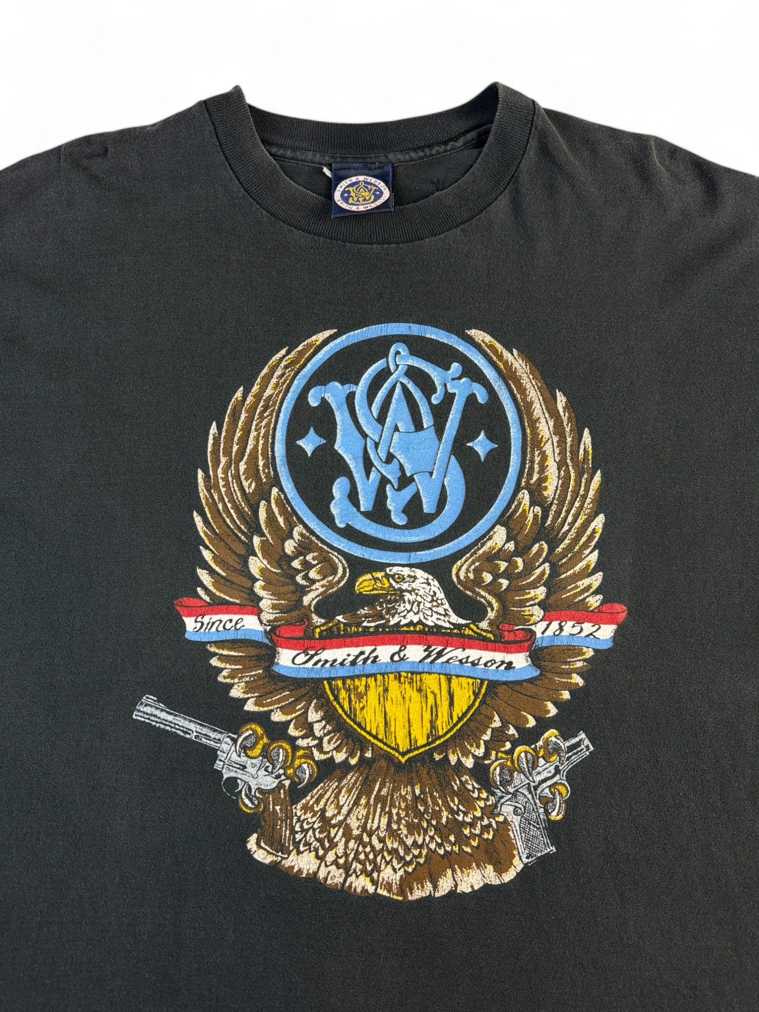 Vintage Smith&Wesson Shirt 90s Eagle Logo Werbung Single Stitch Schwarz XXL - RareRags