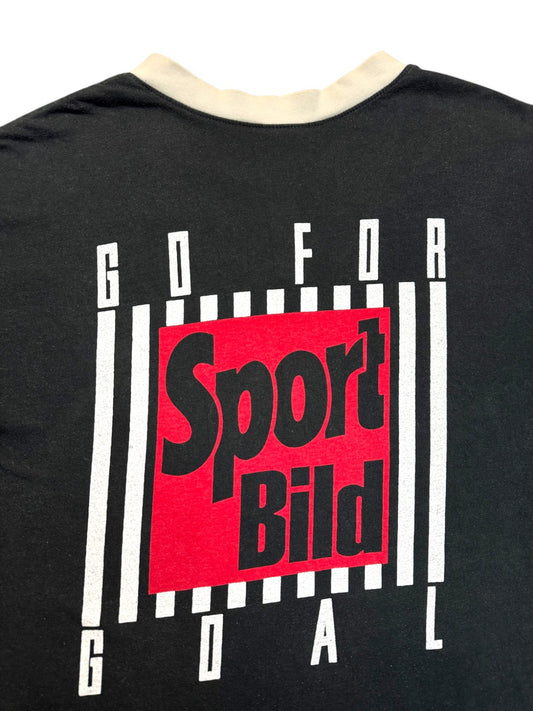 90s Puma V-Ausschnitt Shirt Street Soccer Cup 94 x Sport Bild Schwarz S - RareRags