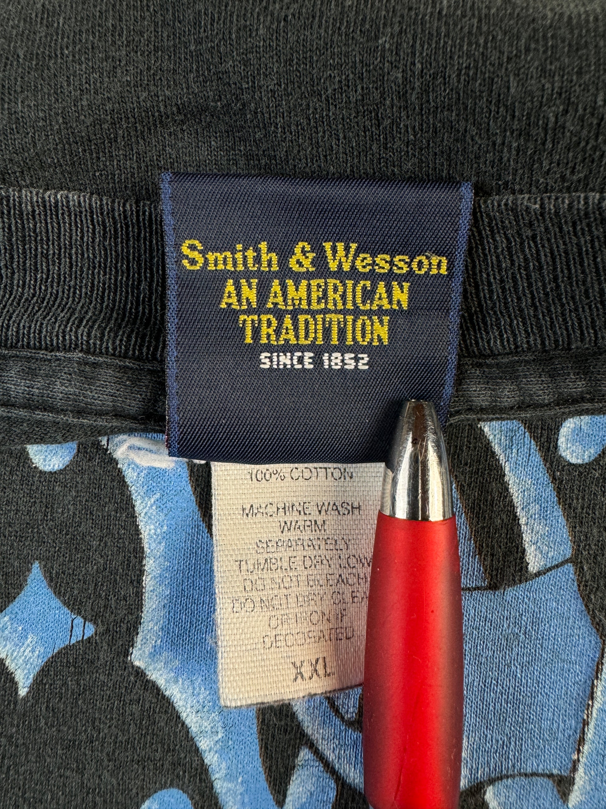 Vintage Smith&Wesson Shirt 90s Eagle Logo Werbung Single Stitch Schwarz XXL - RareRags