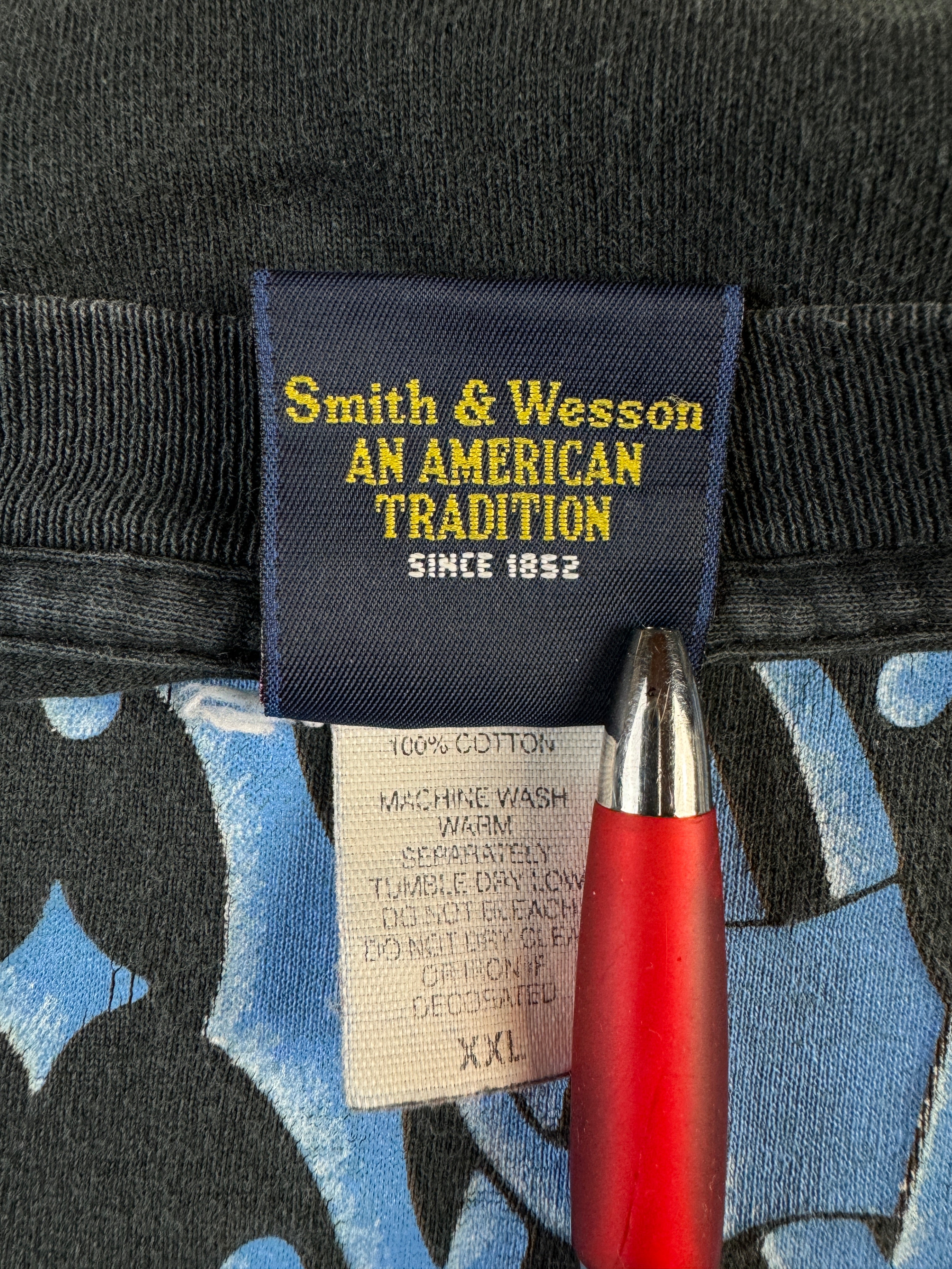 Vintage Smith&Wesson Shirt 90s Eagle Logo Werbung Single Stitch Schwarz XXL - RareRags