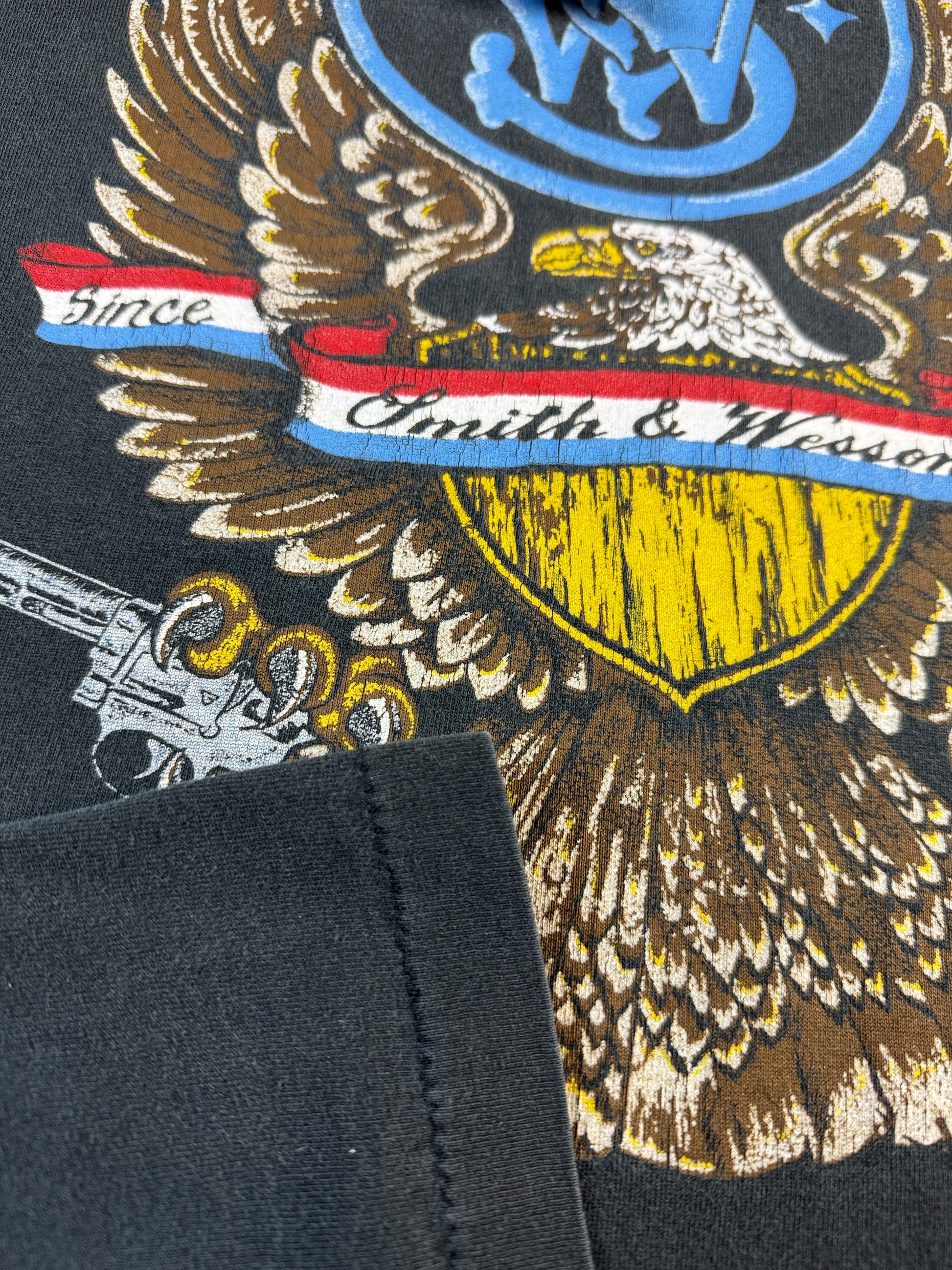Vintage Smith&Wesson Shirt 90s Eagle Logo Werbung Single Stitch Schwarz XXL - RareRags