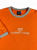 Vintage Swim Ringer-Shirt 90s Langnese Werbung "Summer inside" Orange L