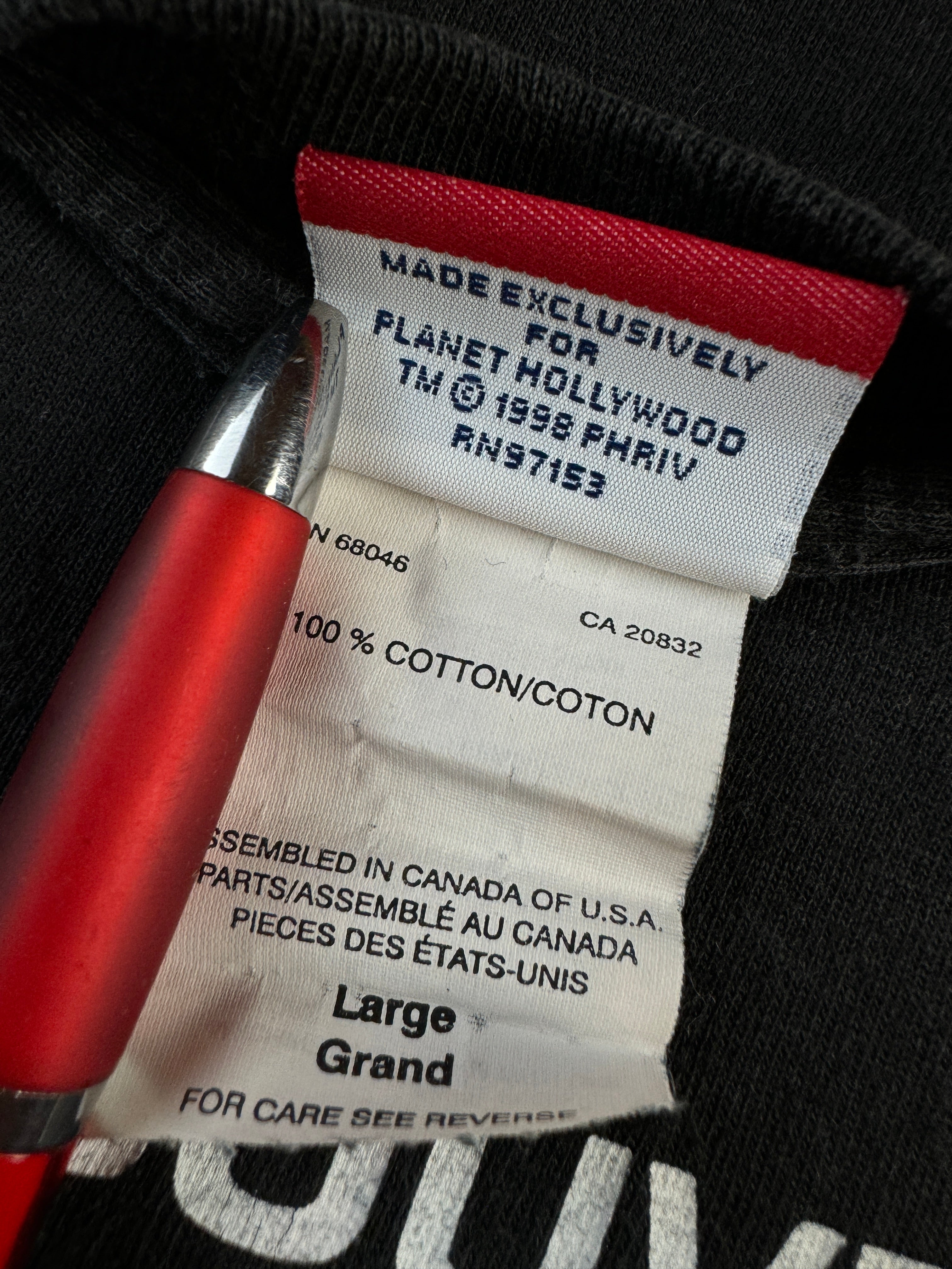 Vintage Planet Hollywood Shirt 1998 Vancouver Basic Logo Schwarz L