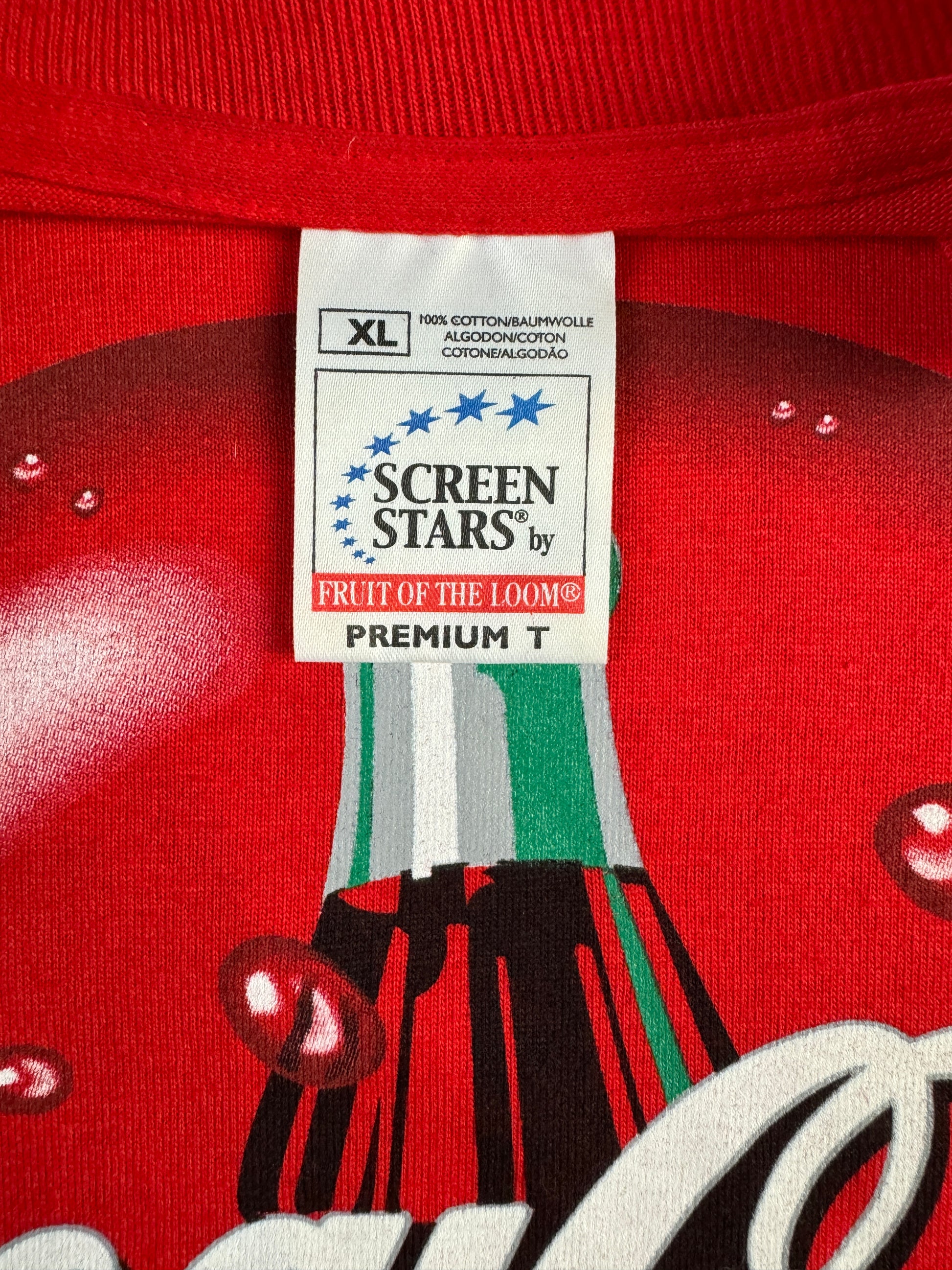 Vintage Screen Stars Shirt 90s Coca Cola Werbung Dalton Brothers Pub Rot XL - RareRags