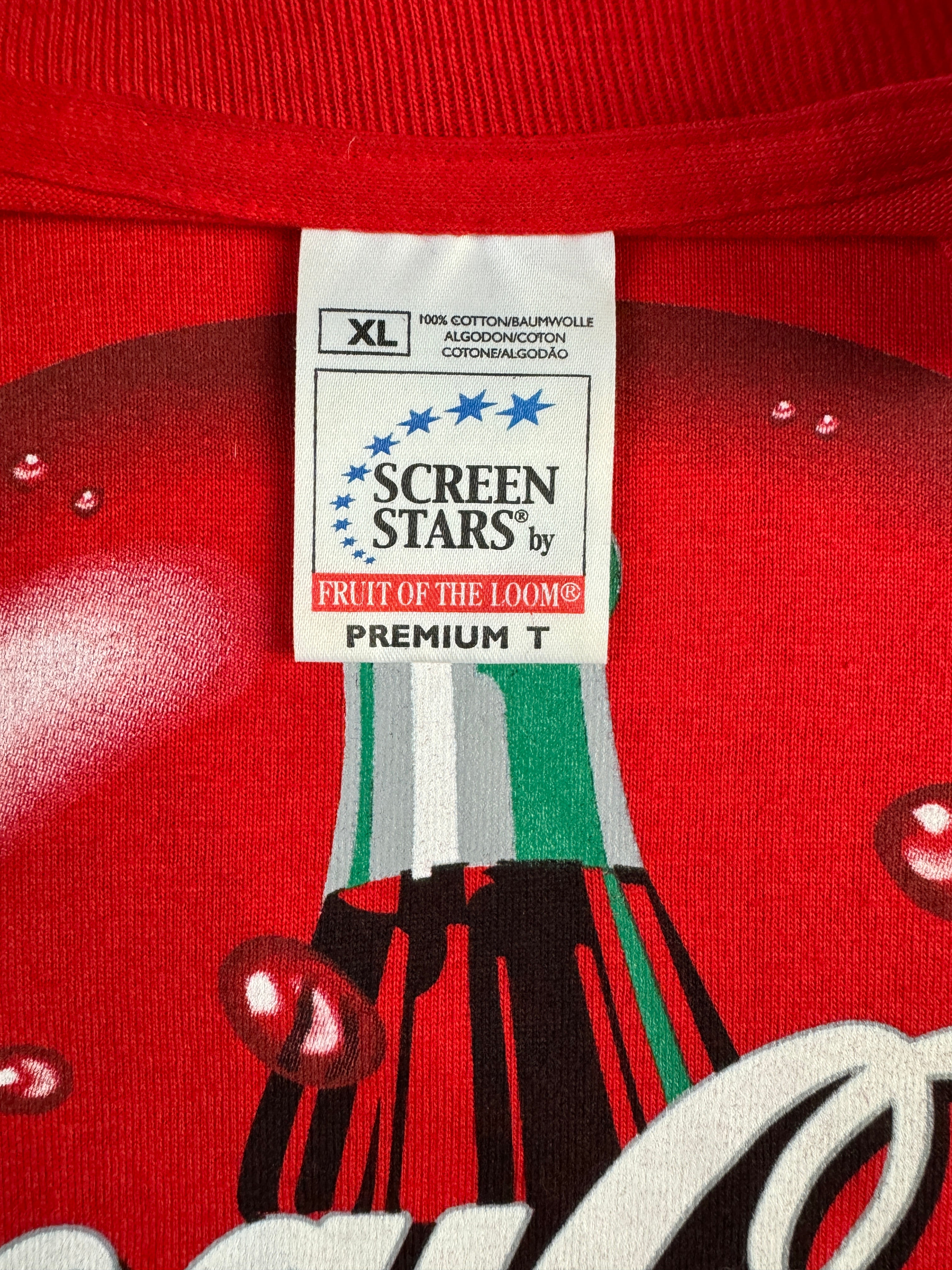 Vintage Screen Stars Shirt 90s Coca Cola Werbung Dalton Brothers Pub Rot XL - RareRags