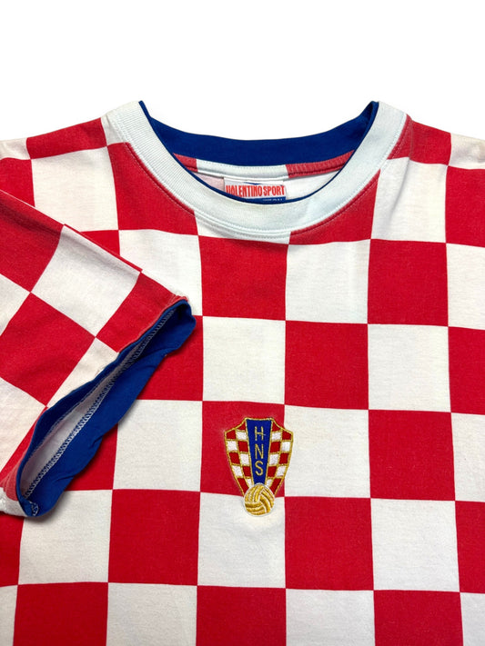 90s Valentino Sport Shirt Kroatien Weiß Rot L - RareRags