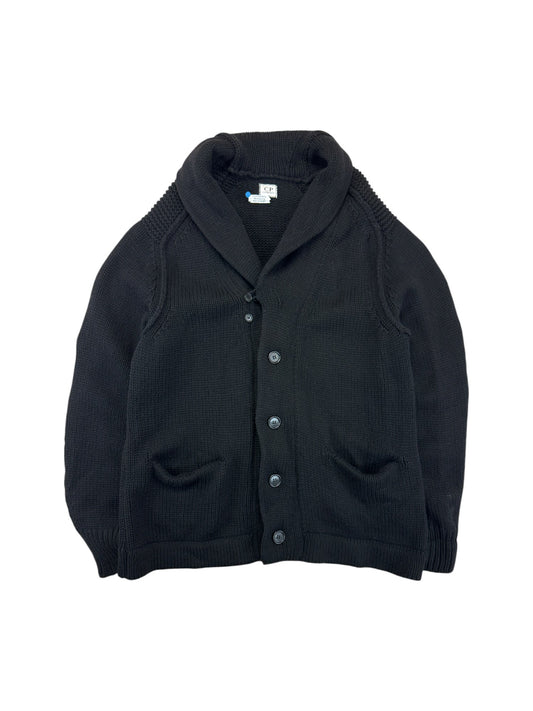 Vintage C.P. Company Cardigan 90s Schurwolle Schwarz Gr. 52