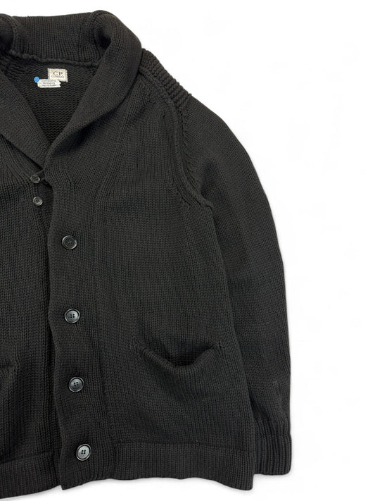 Vintage C.P. Company Cardigan 90s Schurwolle Schwarz Gr. 52