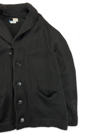 Vintage C.P. Company Cardigan 90s Schurwolle Schwarz Gr. 52