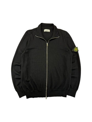 Stone Island Full-Zip Wool Knit Sweater Wolle Schwarz XL