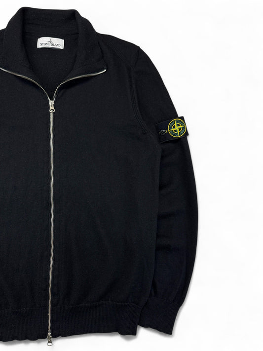 Stone Island Full-Zip Wool Knit Sweater Wolle Schwarz XL