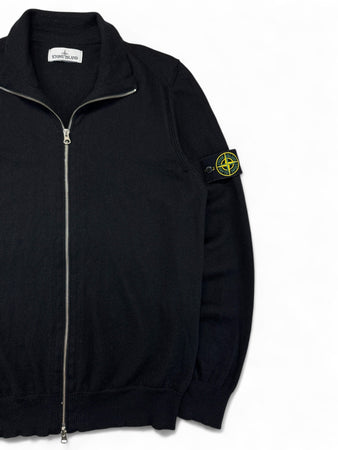 Stone Island Full-Zip Wool Knit Sweater Wolle Schwarz XL