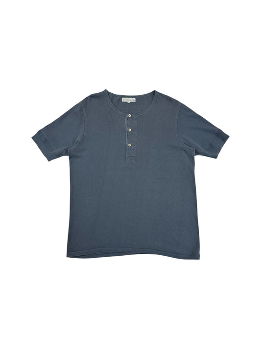 Merz B Schwanen Shirt 206 Loopwheeled Classic Fit Midweight Short Sleeve Henley Dunkelblau (8) XL-XXL