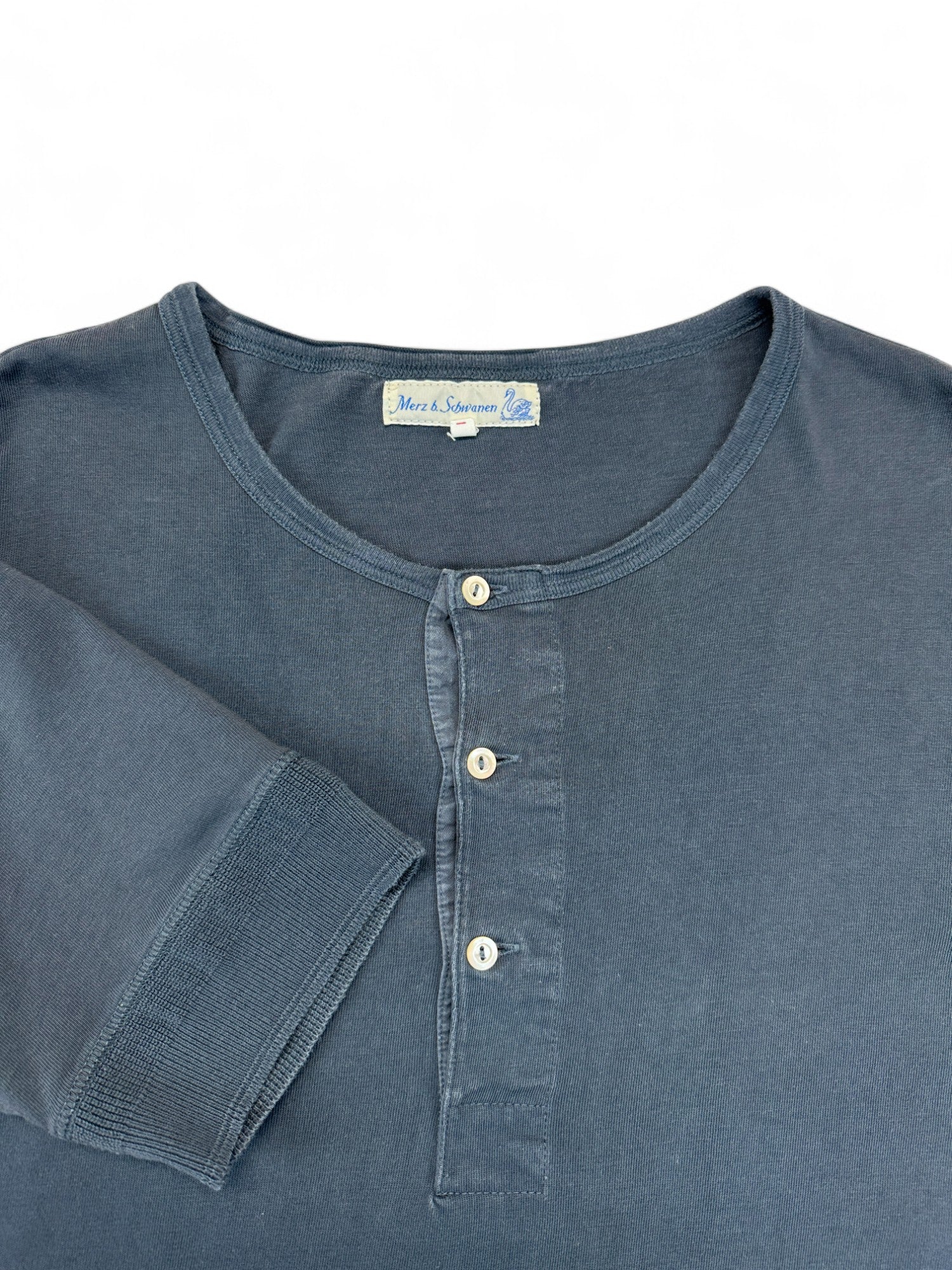 Merz B Schwanen Shirt 206 Loopwheeled Classic Fit Midweight Short Sleeve Henley Dunkelblau (8) XL-XXL