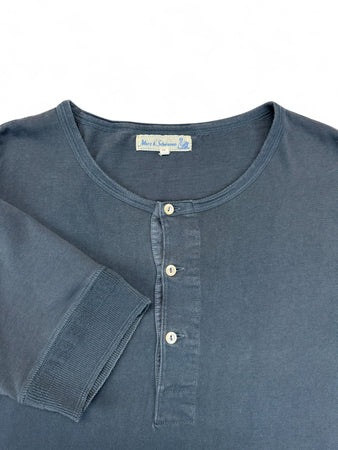Merz B Schwanen Shirt 206 Loopwheeled Classic Fit Midweight Short Sleeve Henley Dunkelblau (8) XL-XXL