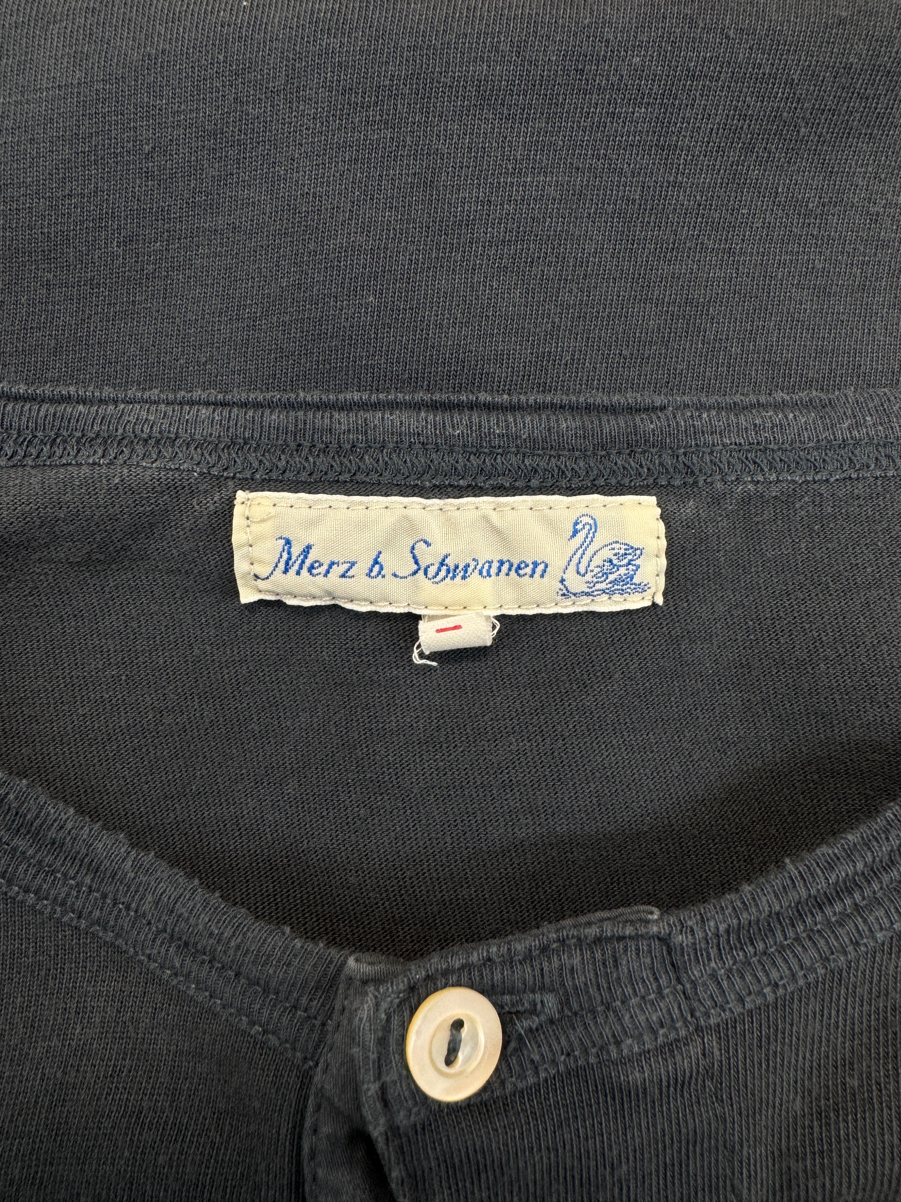 Merz B Schwanen Shirt 206 Loopwheeled Classic Fit Midweight Short Sleeve Henley Dunkelblau (8) XL-XXL