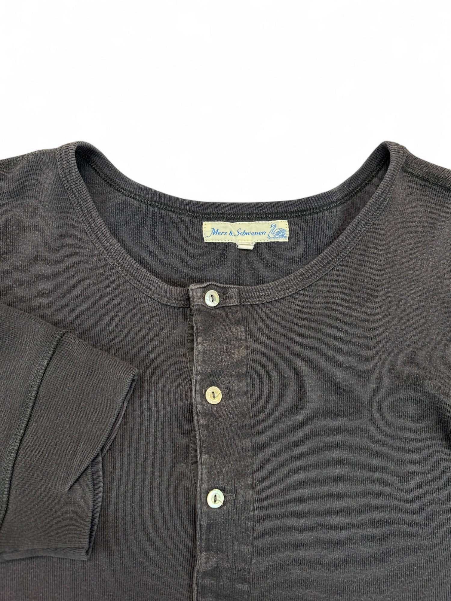 Merz B Schwanen Shirt 206 Loopwheeled Classic Fit Midweight Short Sleeve Henley Made In Germany Dunkelblau (8) XL-XXL
