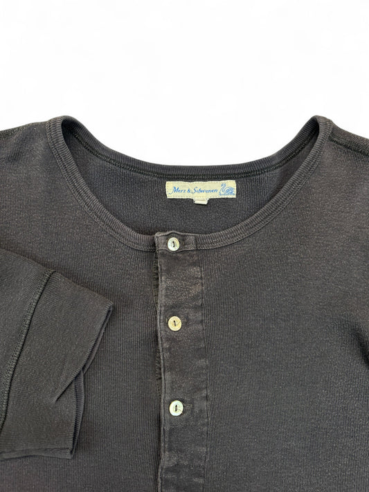 Merz B Schwanen Shirt 206 Loopwheeled Classic Fit Midweight Short Sleeve Henley Made In Germany Dunkelblau (8) XL-XXL