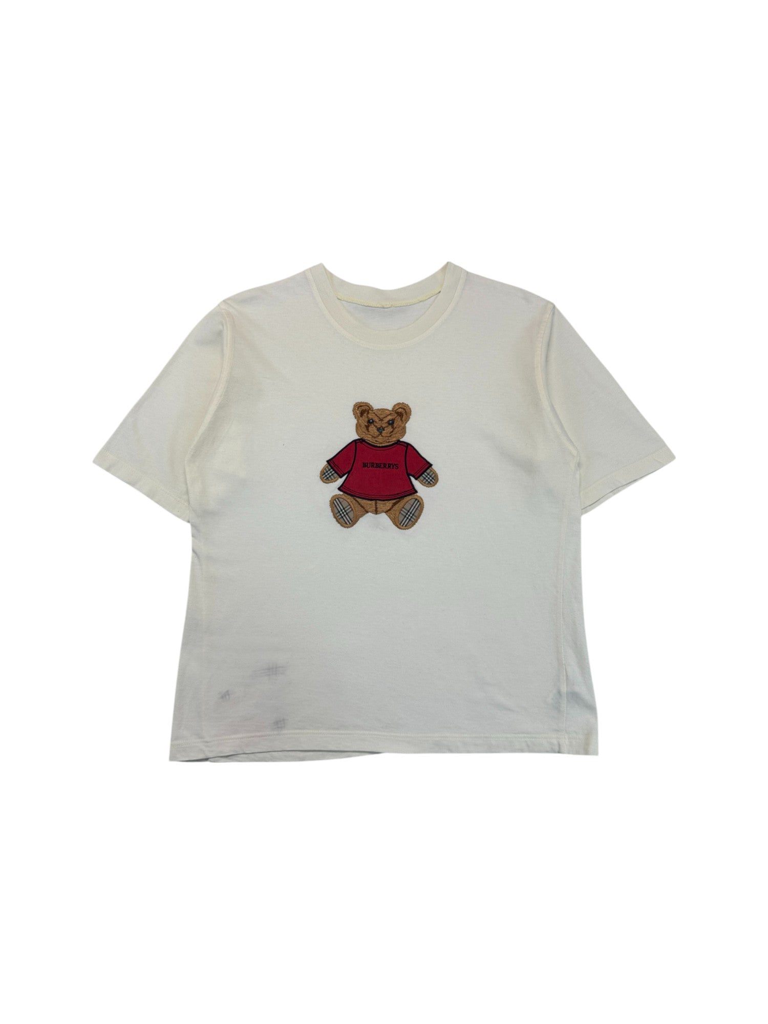 Vintage Burberry Shirt 90s Teddy Applikation Made In England Weiß L-XL