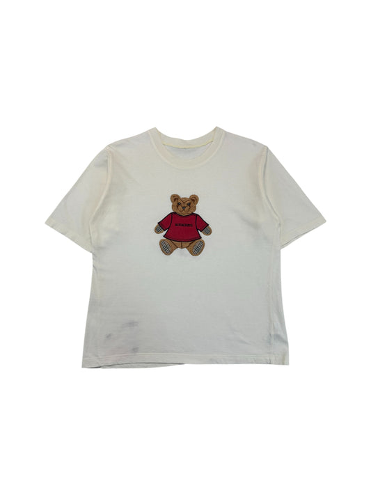Vintage Burberry Shirt 90s Teddy Applikation Made In England Weiß L-XL