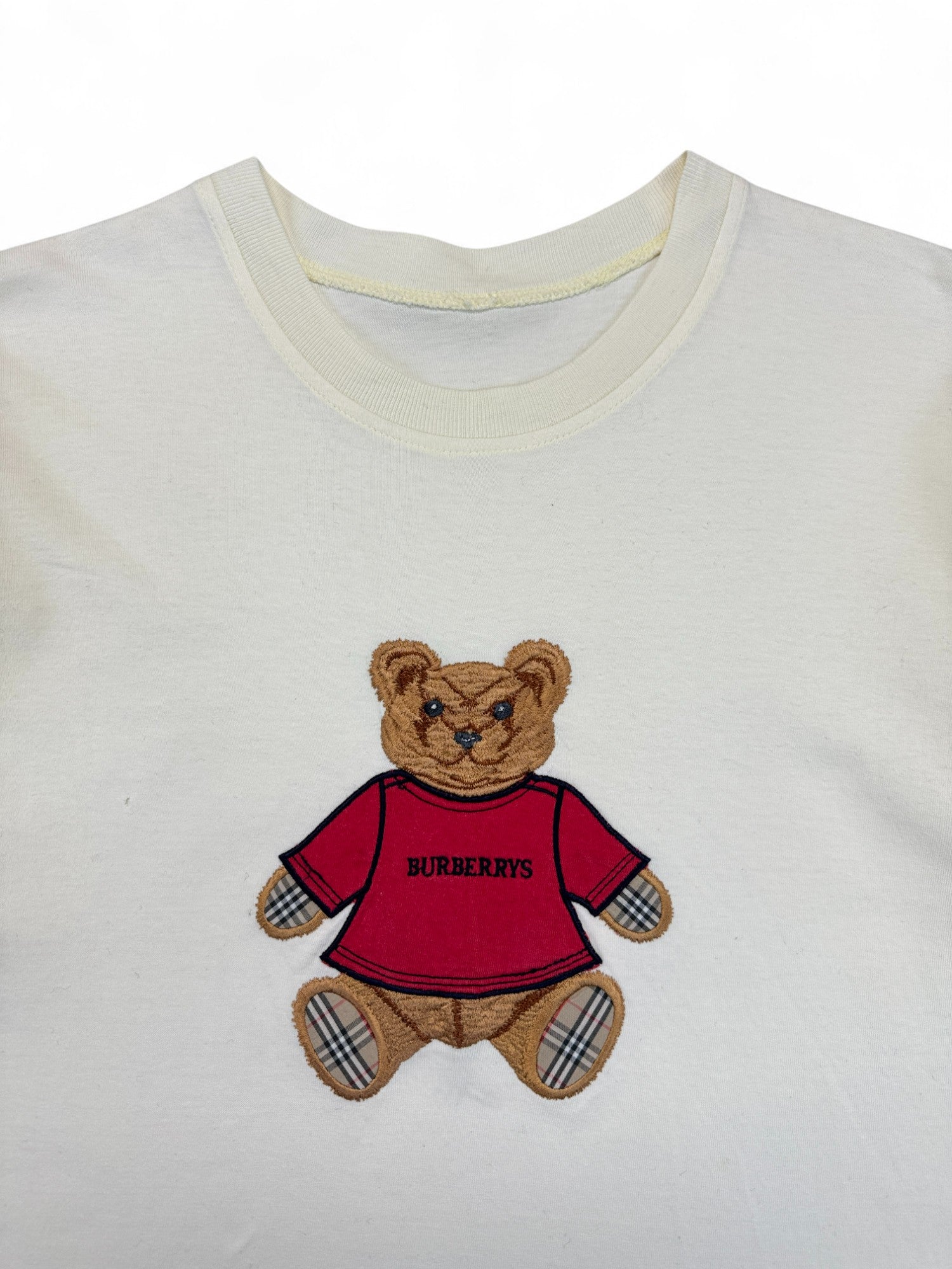 Vintage Burberry Shirt 90s Teddy Applikation Made In England Weiß L-XL