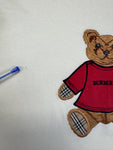 Vintage Burberry Shirt 90s Teddy Applikation Made In England Weiß L-XL